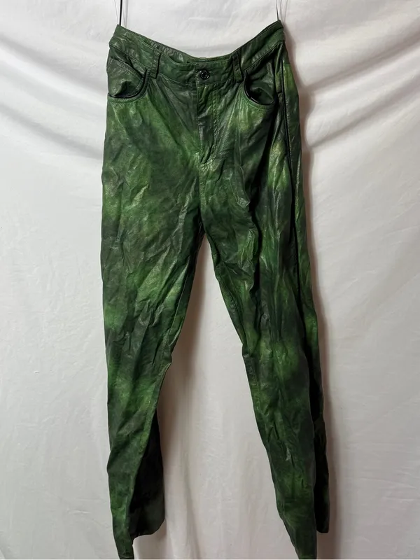 Vintage Y2K Green Wide Leg Faux Leather Pants - Image 6