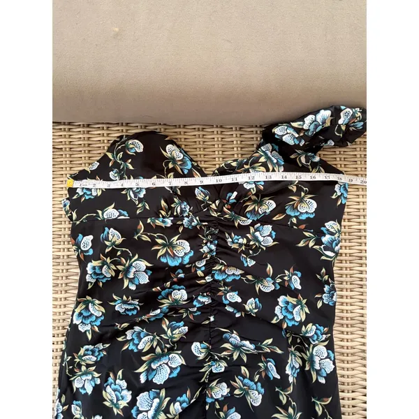 Anthropologie NWT Floral Sweetheart Ruched Drop waist Dress large‎ elegant goth - Image 13