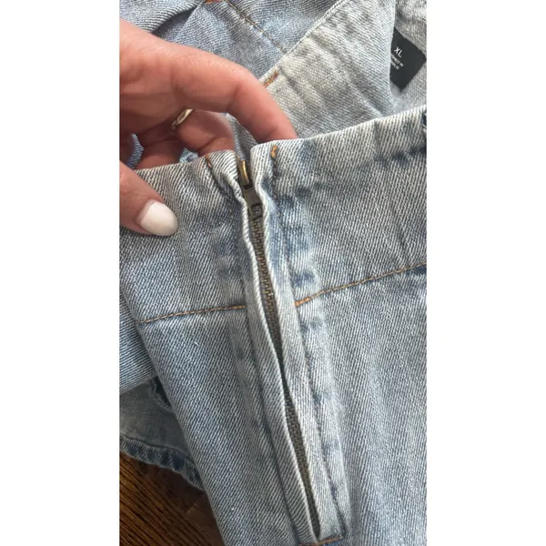 Revolve Lioness Denim Rendezvous Micro Mini Skort Festival Concerts Size XL 3069 - Image 7