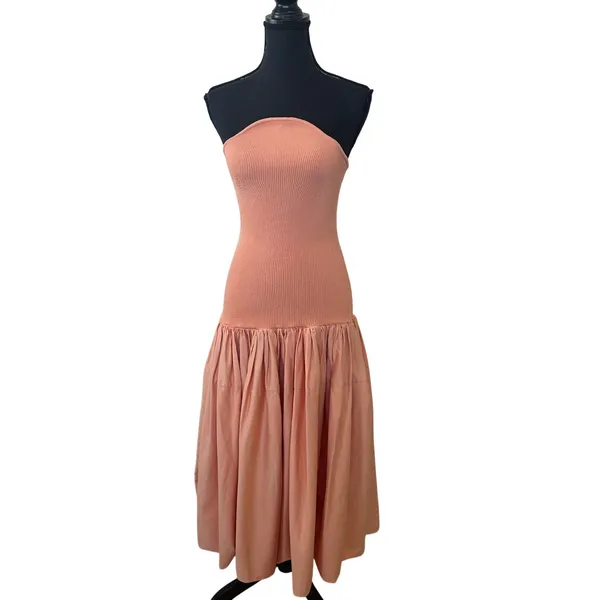 Alexis Sherbet Orange Fit Flare Midi Dress MEDIUM Drop Waist Party Designer $550 - Image 10