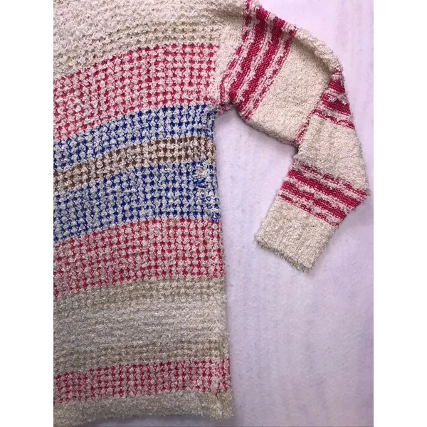 Adora Cardigan Sweater Womens 2XL 3XL Ivory Red Blue Striped Open Front‎ - Image 9