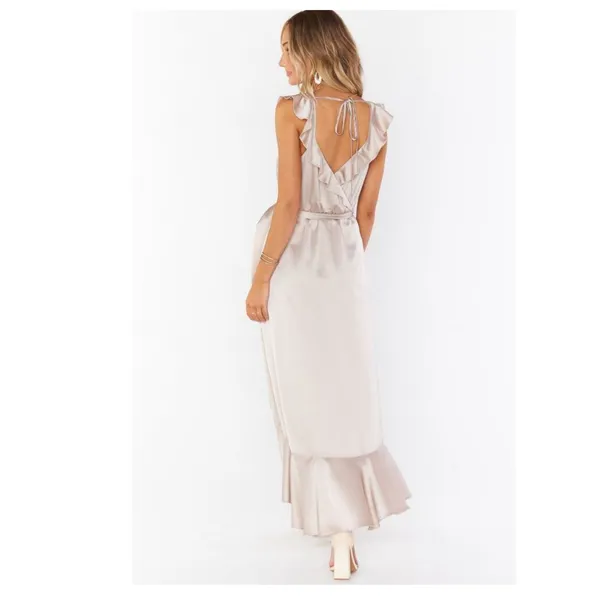 Show Me Your Mumu Dress Extra Small Samantha Ruffle NWT Show Me The Ring Satin - Image 4