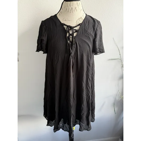 SHOW ME YOUR MUMU Matilda‎ Mini Dress Black Lace Up Size Medium - Image 2