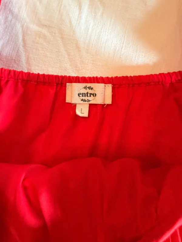 Entro Red Pleated Ruffle Off Shoulder Top Size L Cottagecore Boho - Image 4