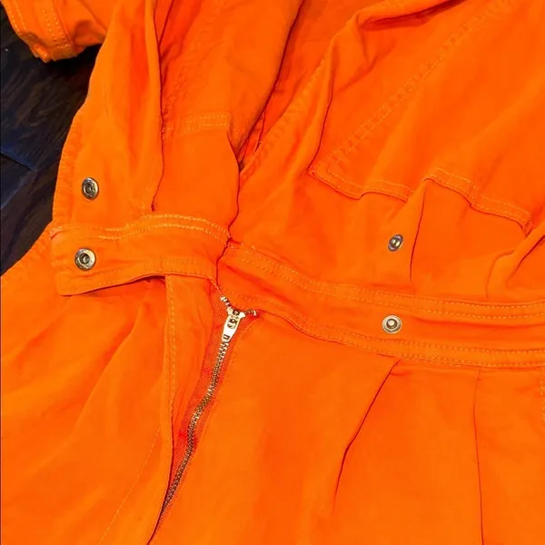 Day + Moon Stylish Orange Wrap denim Romper size small - Image 5
