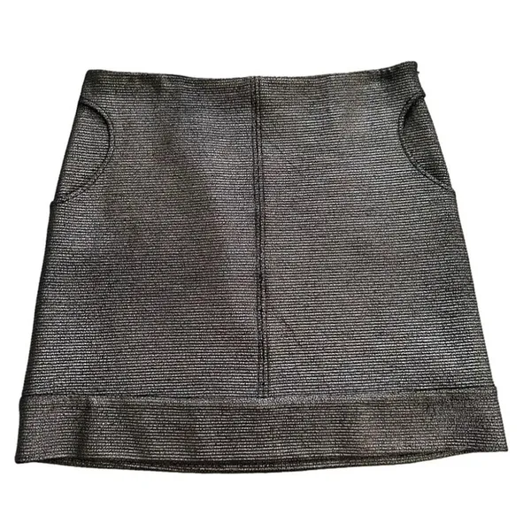 Diane Von Furstenberg Skirt Katinko Silver Metallic A-Line Skirt Size 10 - Image 12