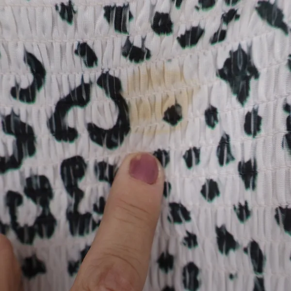 Ocean Blue Leopard Floral Maxi Dress XL White Black Smocked Spaghetti Strap - Image 3