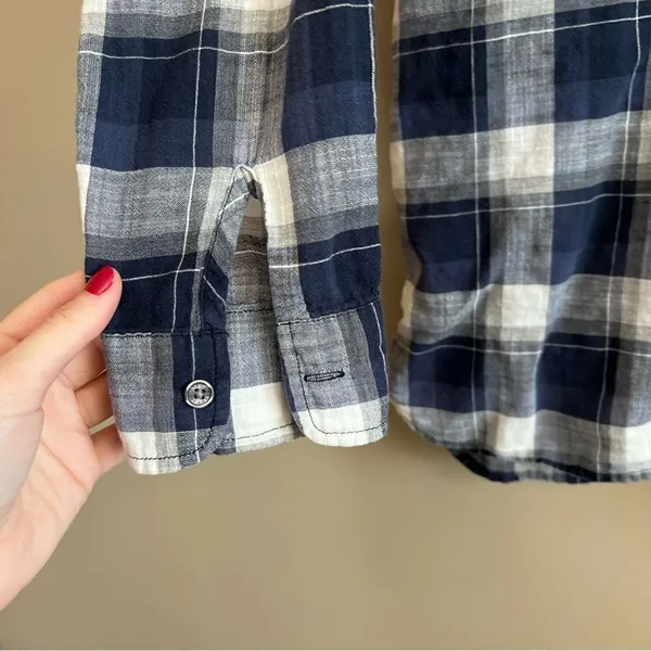 ✨ Current/Elliott Women’s‎ Blue White Plaid The Perfect Shirt Venice Plaid 1 S - Image 5