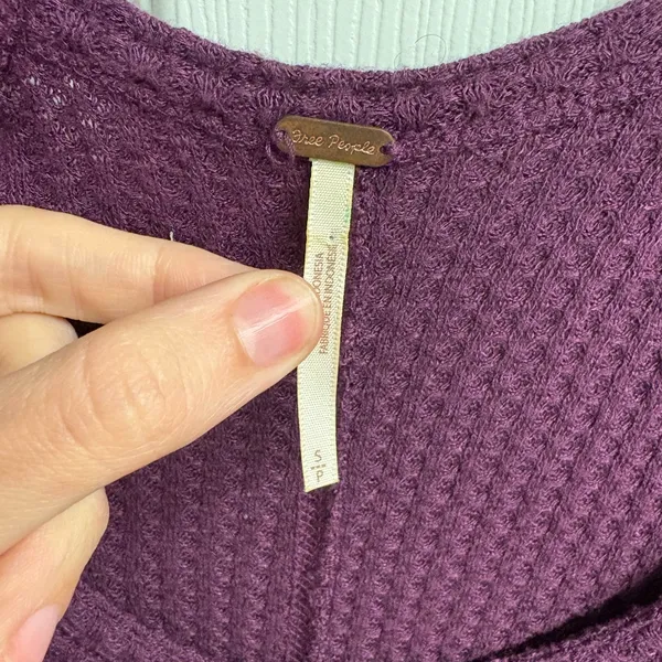 Free People Waffle Knit Oversized Tunic In Plum/Burgundy Size Small - Image 2