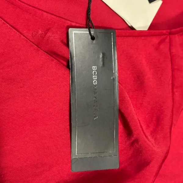 BCBGMAXAZRIA Red Iselin Midi Drape Dress Size Small - Image 13