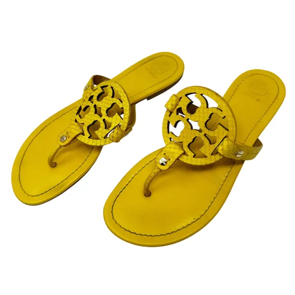 TORY BURCH Black Patent Leather Miller Classic Designer Logo Sandals Size 9 - Image 2