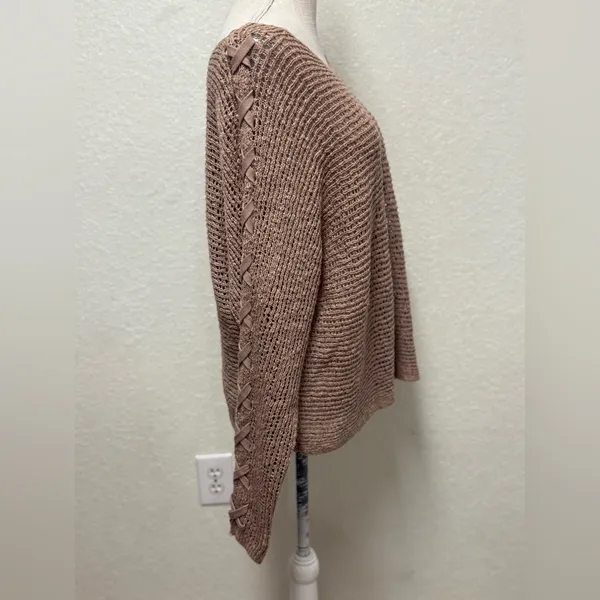 BILLABONG Brown Off-the-Shoulder Knit Sweater Size Large - Image 5