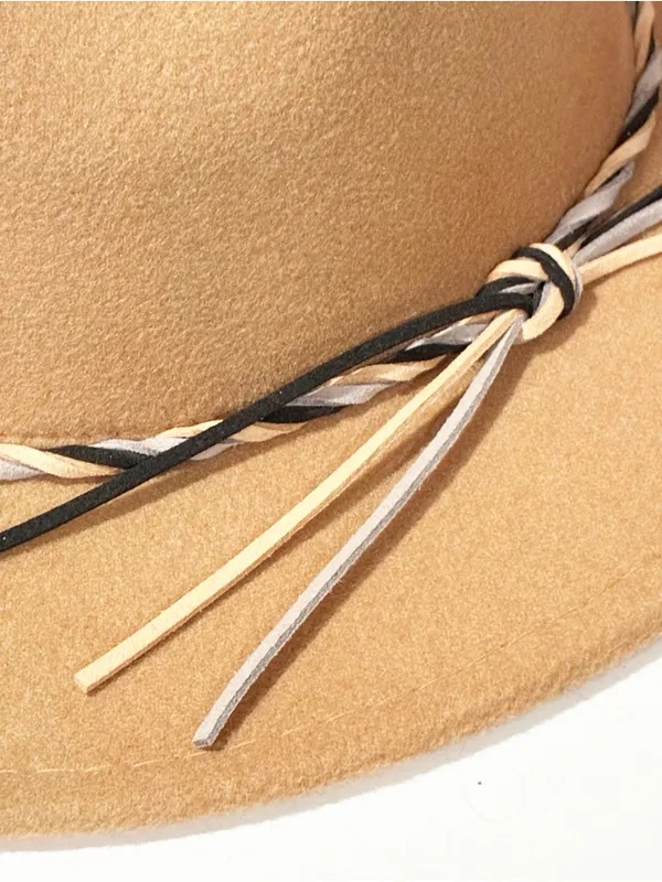 Brown Vegan Felt Safari Hat Ribbon Twine Festival One Size - Image 2