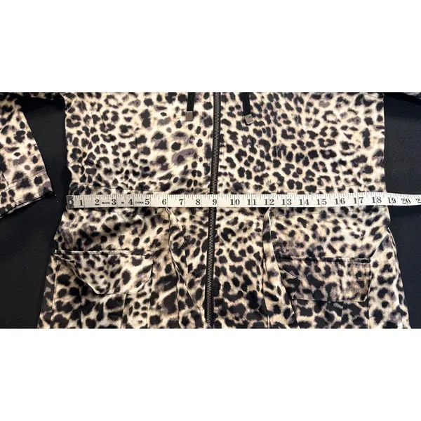 Dana Buchman Leopard Print Hooded Utility Jacket Tan Black Size M Rainjacket - Image 11