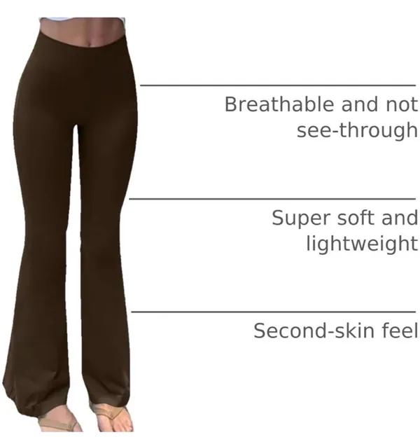 High Waisted Dark Brown Flare Yoga Leggings - Image 6