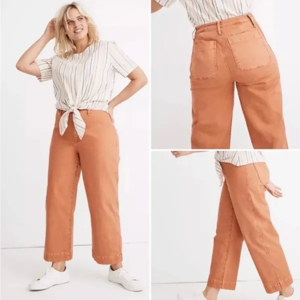 Madewell Slim Emmett Wide-Leg Crop Pants in Sweet Dahlia Size 25‎ - Image 12