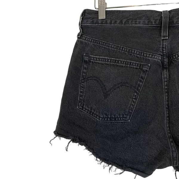 Levis 501 High Waist Cut Off Jean Shorts Size 29 Black - Image 5