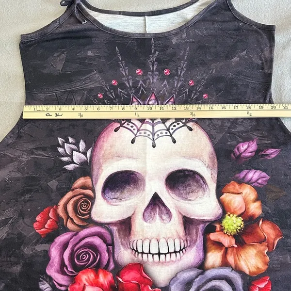 Skull and Floral Graphic Dress - Image 3