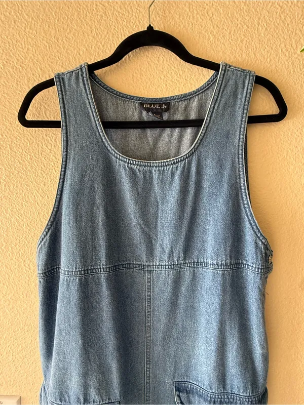 Vintage Blue J. Denim Pinafore Overall Junper Dress - Small - Image 5