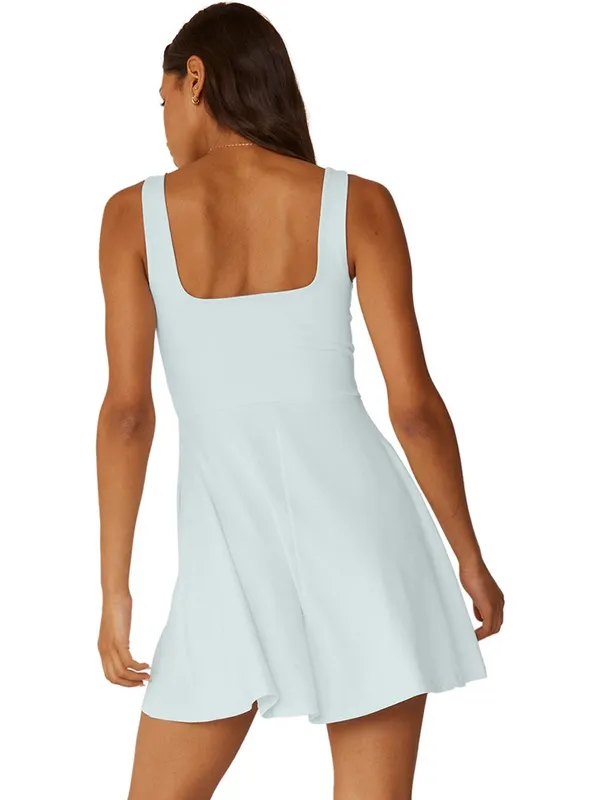 Beyond Yoga Light Blue Square-Neck A-Line Dress - Image 3