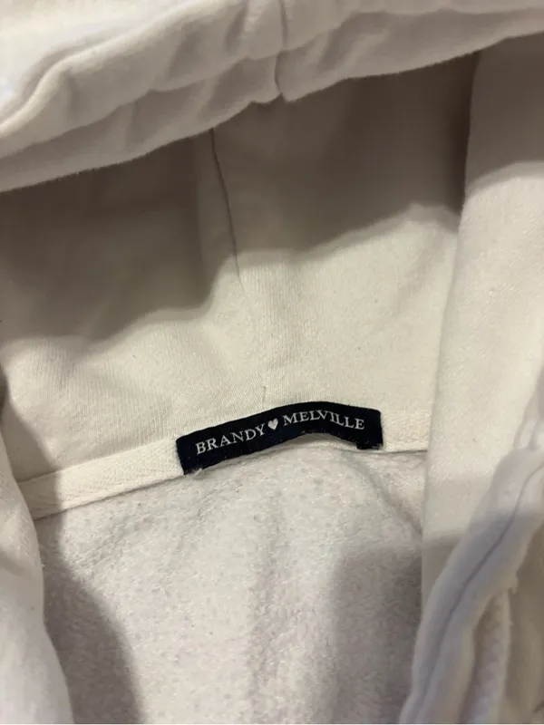 Brandy Melville Cream Hoodie with Hood - Image 2