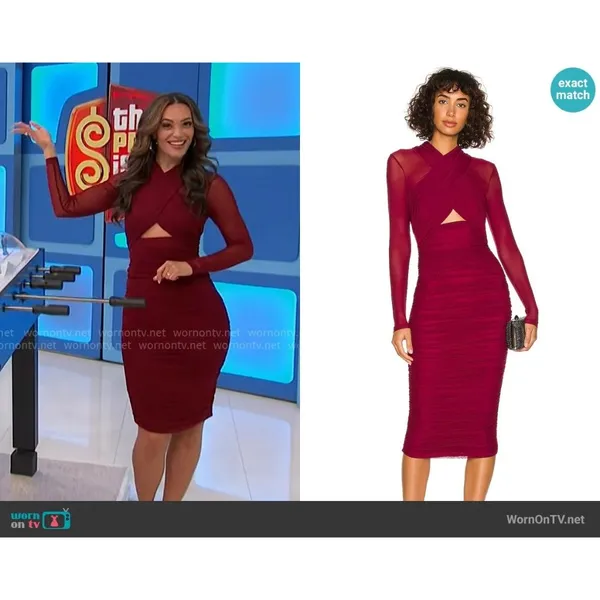 Bardot Aliyah Dress in Burgundy XSmall New Womens Midi Stretch Cocktail - Image 9