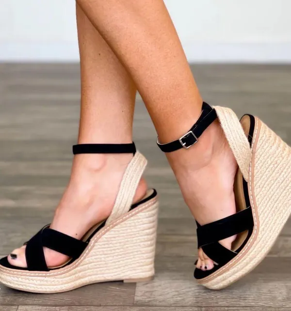 Soda Jute Wrap Around Wedge Black Strap - Image 5