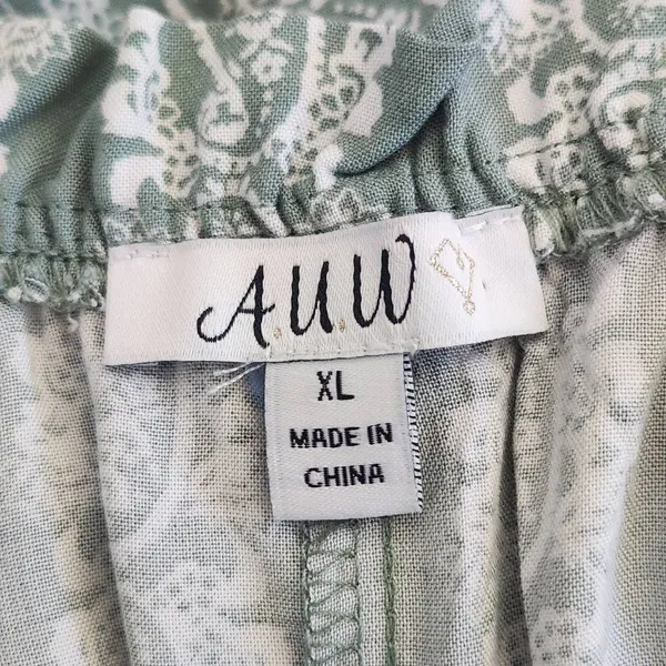 AUW Green Wide Leg Jumpsuit with Paisley Print and Cropped Pants NWT Size XL - Image 6