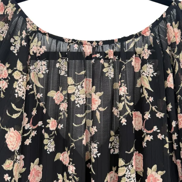 NWT Free‎ People New Final Rose Floral Ruched Cropped Blouse Top Black Sz Medium - Image 8