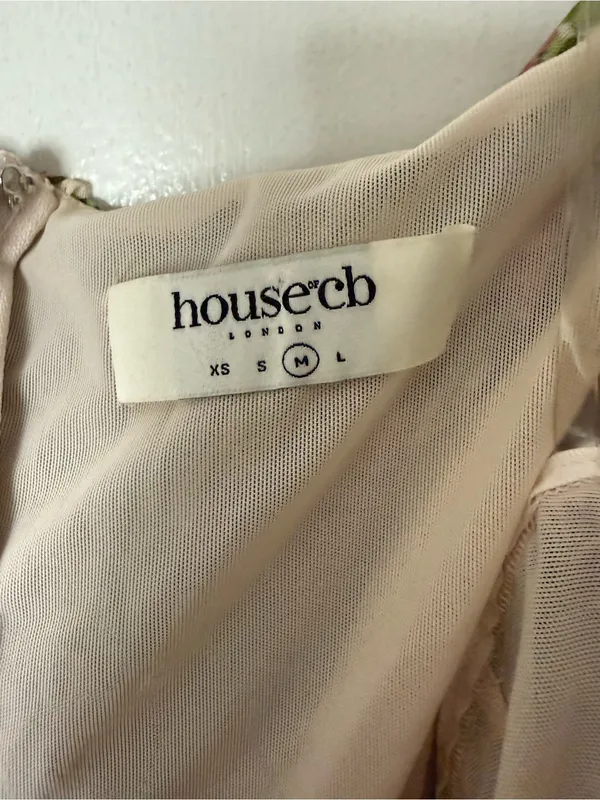 House of CB Nina Vintage Floral Gathered Mesh Bodysuit M - Image 3