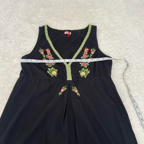 Old Navy VTG‎ 100% Cotton Womens Black Embroidered Floral Tunic Top Sz S - Image 6