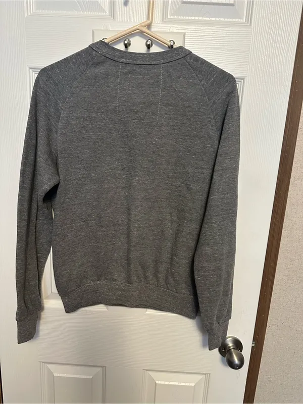 Aviator Nation Gray Off-Shoulder Sweatshirt with Black Lightning Bolt - Image 6