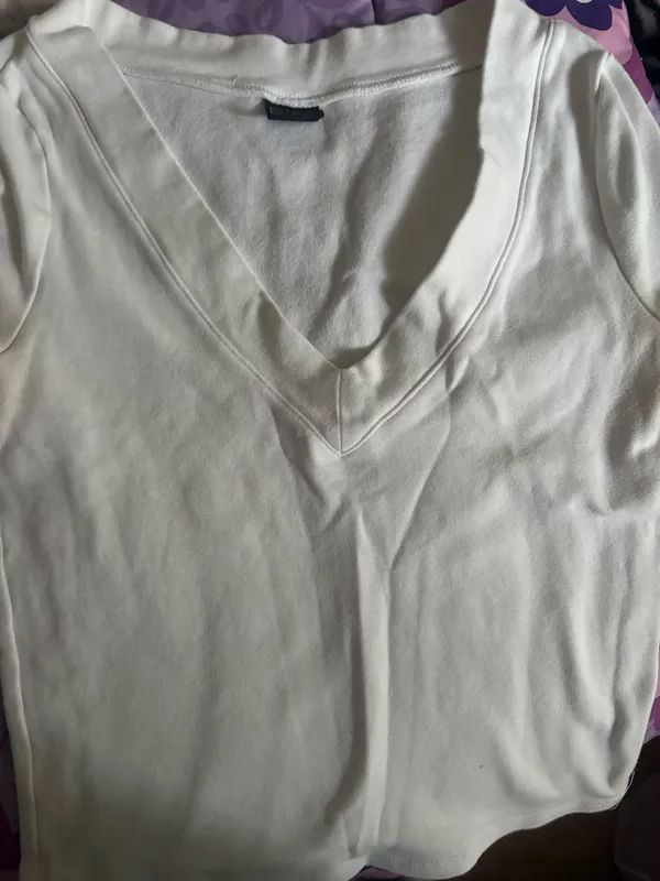 Pacsun white v neck short sleeve top size small - Image 5