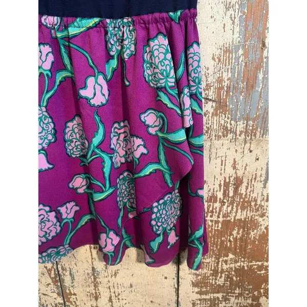 Lilly Pulitzer Blue Purple Floral Wrap Tank Dress, size Small - Image 3
