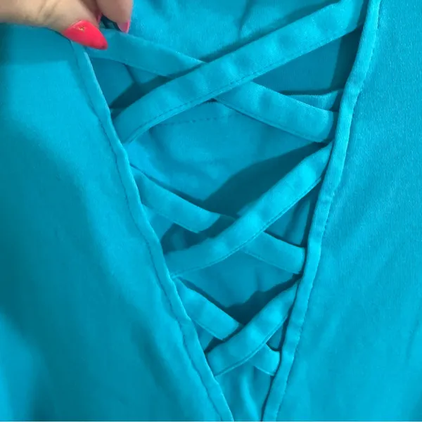 New York & Company Blue Sleeveless Cut out Back Dress with pockets Size XL - Image 7