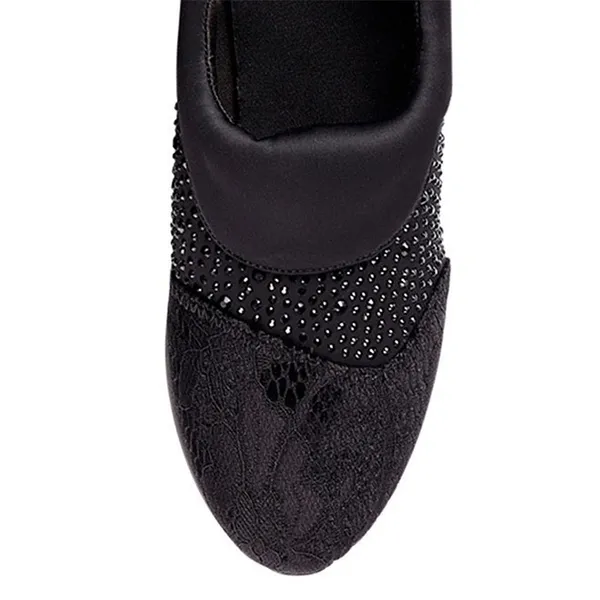 Yellow Box Womens 7.5 Liam Slip On Sneakers‎ Black Lace Rhinestone NIB - Image 3