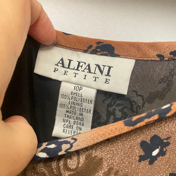 Vintage Alfani Petite Midi Skirt Size 10P Brown Orange Blue Y2K Whimsigoth Fairy - Image 4