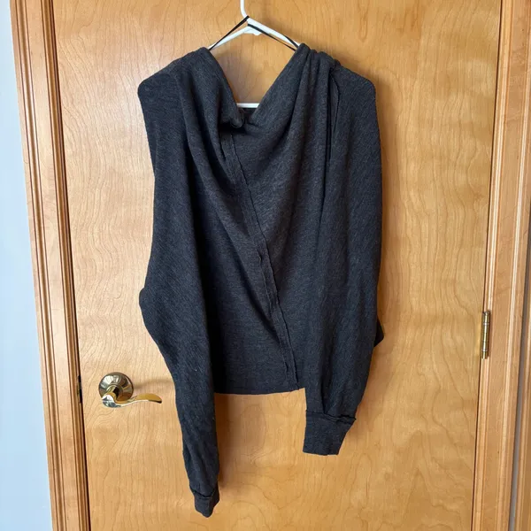 We The Free Cowl Neck Top Women‎ XS Charcoal Grey Exposed Seam Knit Slouchy - Image 2