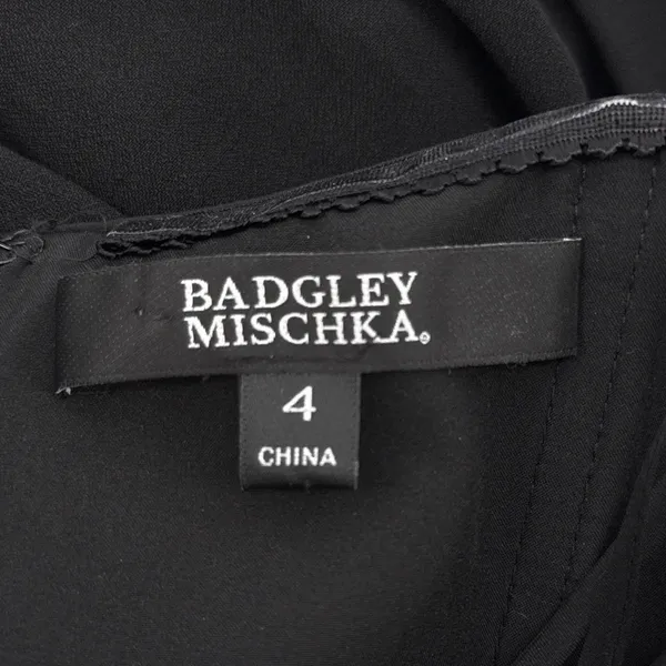 Badgley Mischka Gown Womens 4 Silver Black Excellent Sequin One Shoulder Formal - Image 9
