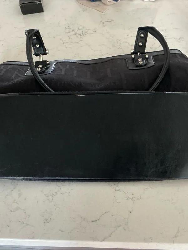 Etienne Aigner signature large tote bag jacquard black metallic silver hardware - Image 9