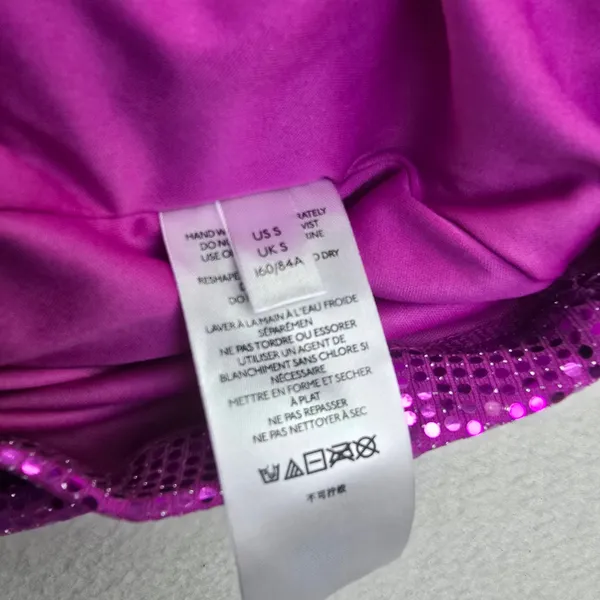 Urban Outfitters Magenta Purple Sequin Cowl Neck‎ Ruched Mini Dress Small - Image 6