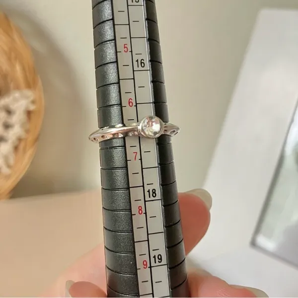 Bezel Silver Knife Edge Diamond Ring Vintage “Tamsin” Inset Simple Stacking Jewelry - Image 10