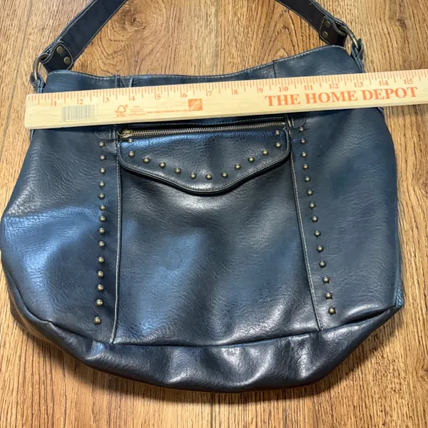Y2K Black Studded Faux Leather Hobo‎ Shoulder Bag Brass Hardware Western Boho - Image 13