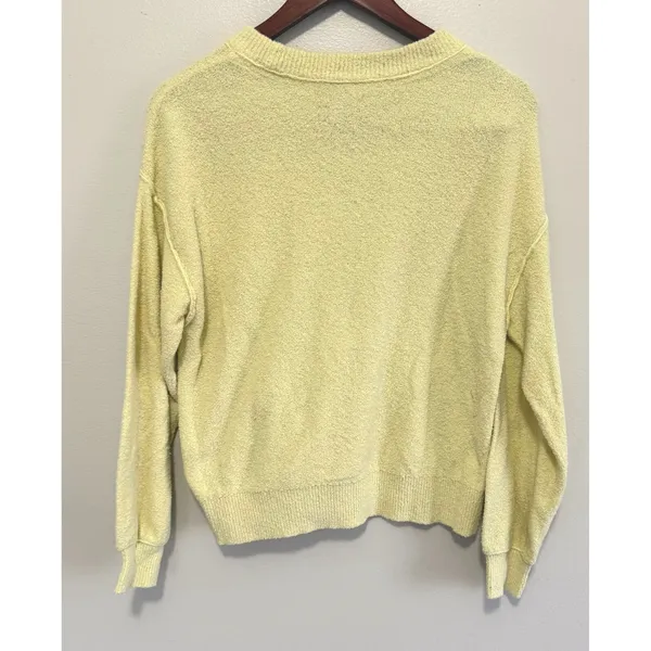 Roots Women's Yellow Organic Cotton Blend Boucle Sweater Shorts Set Size Small‎ - Image 2