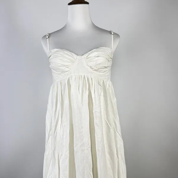 NWOT Farm Rio Linen Blend White Sleeveless Maxi Dress Size M - Image 3
