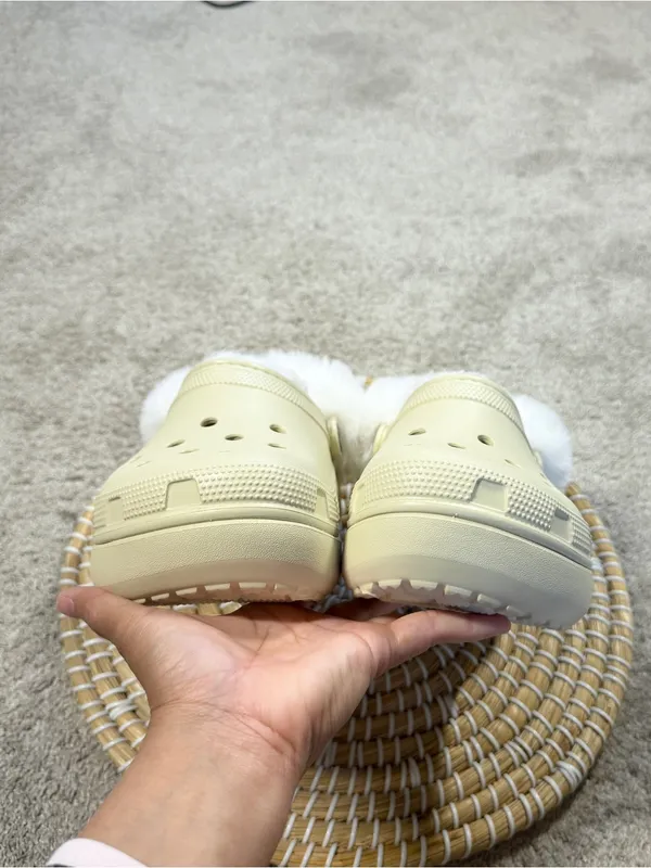 Crocs Women’s Classic Platform Fleece Lined Clogs in Bone Neutral 8 - Image 10