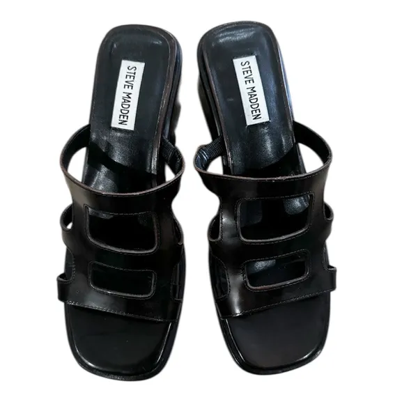 Steve Madden dark brown Leather Sandals Y2K - Image 4