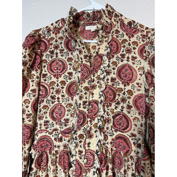 Anna Cate Paisley Floral Ruffle Tie Waist Tiered Dress Size S - Image 5