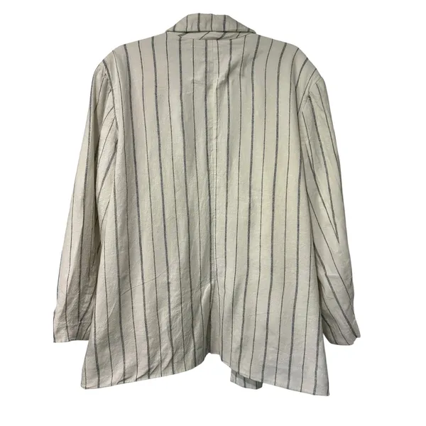 Old Navy Linen Blend Blazer Nautical Coastal Double Breasted Striped Navy XXL - Image 6