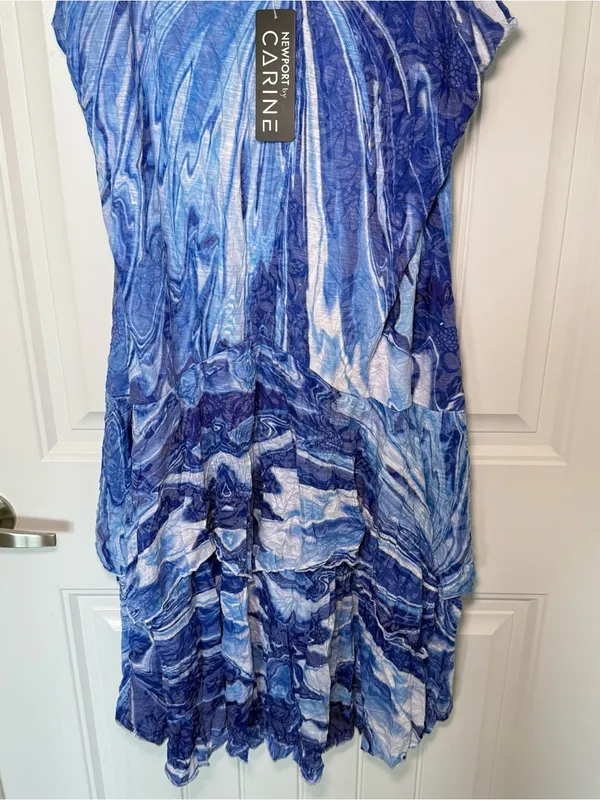 Newport By Carine XL Blue Marble Abstract Swirl Layered Tiered Dress Whimsigoth - Image 3